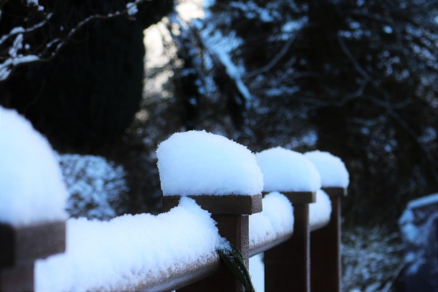 sníh na plotě